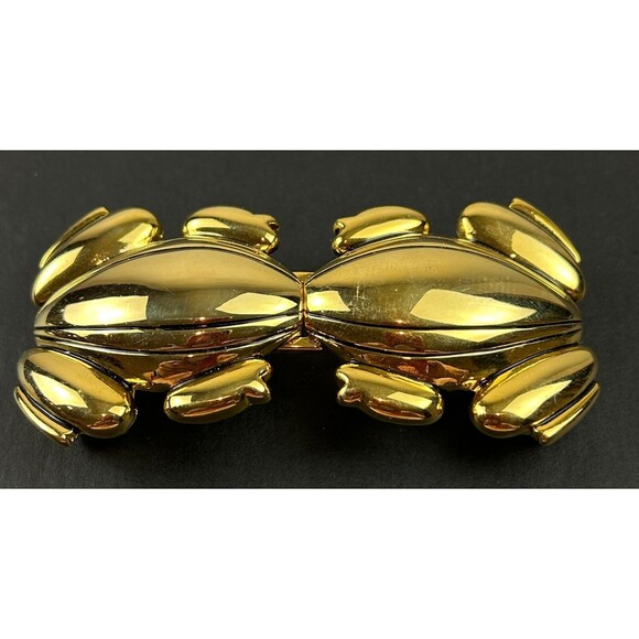 Vintage Paquette Frog Interlocking Belt Buckle Gold Tone Signed - Picture 1 of 10
